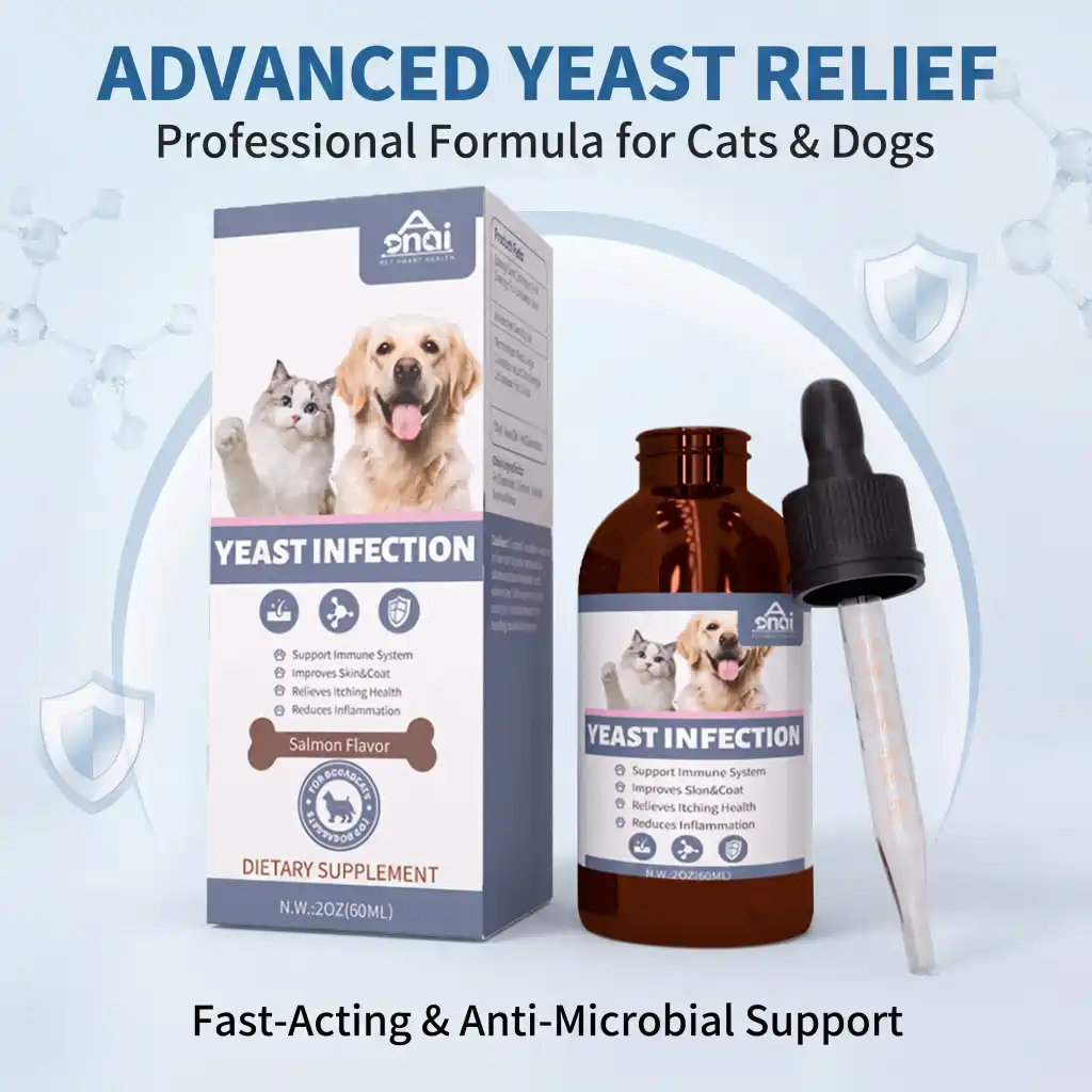 Natural yeast soothing solution effectively relieves itching in dogs.